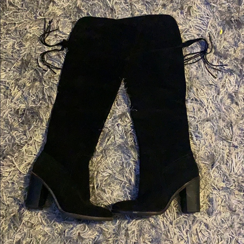 Black Suede Knee Boots